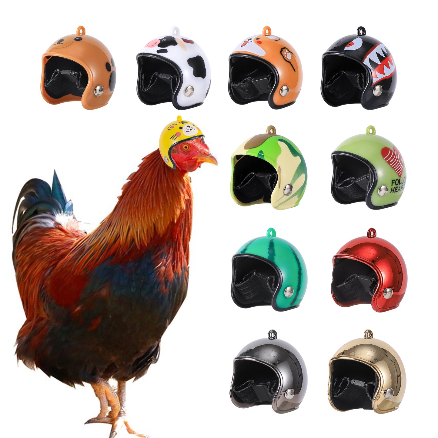 Chicken Helmet Interesting Pet Protection Bird Duck Quail Safety Helmet Bird Helmet DIY Cartoon Pattern Hen Helmet Pet Supplies