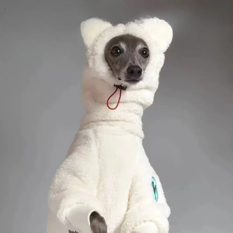 Warm Fleece White Sweatshirt for Airless Terrier Soft 4-legged High-Neck Grey Clothing Whippet Bedlington Winter Quad Thickened