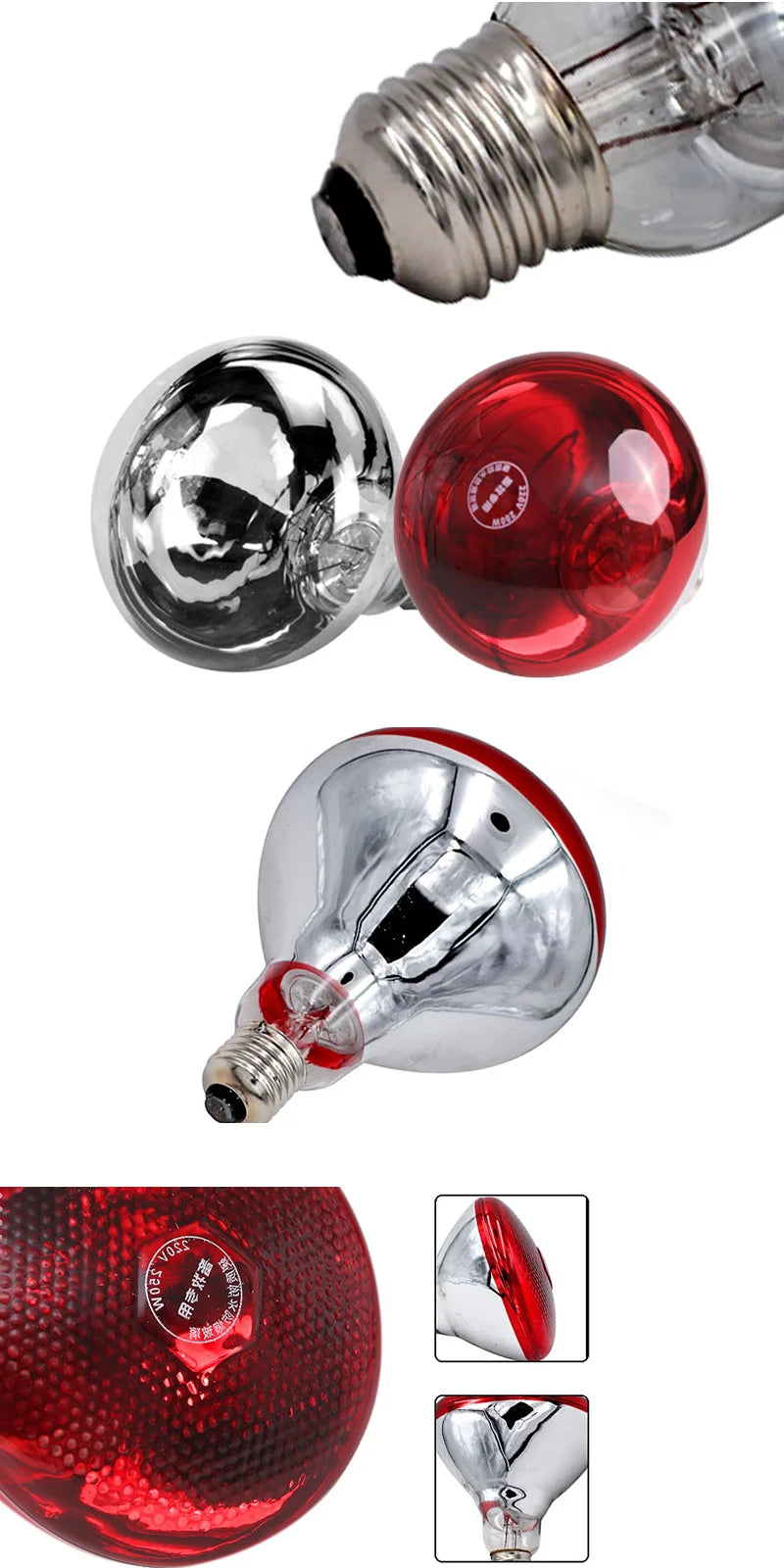 Durable Poultry Heating Lamp Breeding Bulb High Quality E27 100/150/250/275W LED Light Pet Brooder Hatch Chick Heater Bulb