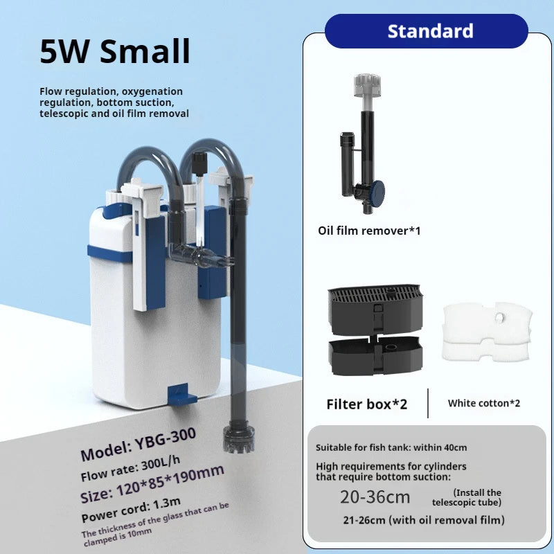 220V Silent Aquarium Fish Tank Filtration System Oxygenation Integrated Machine Water Purification Wall Mounted Fish Toilet