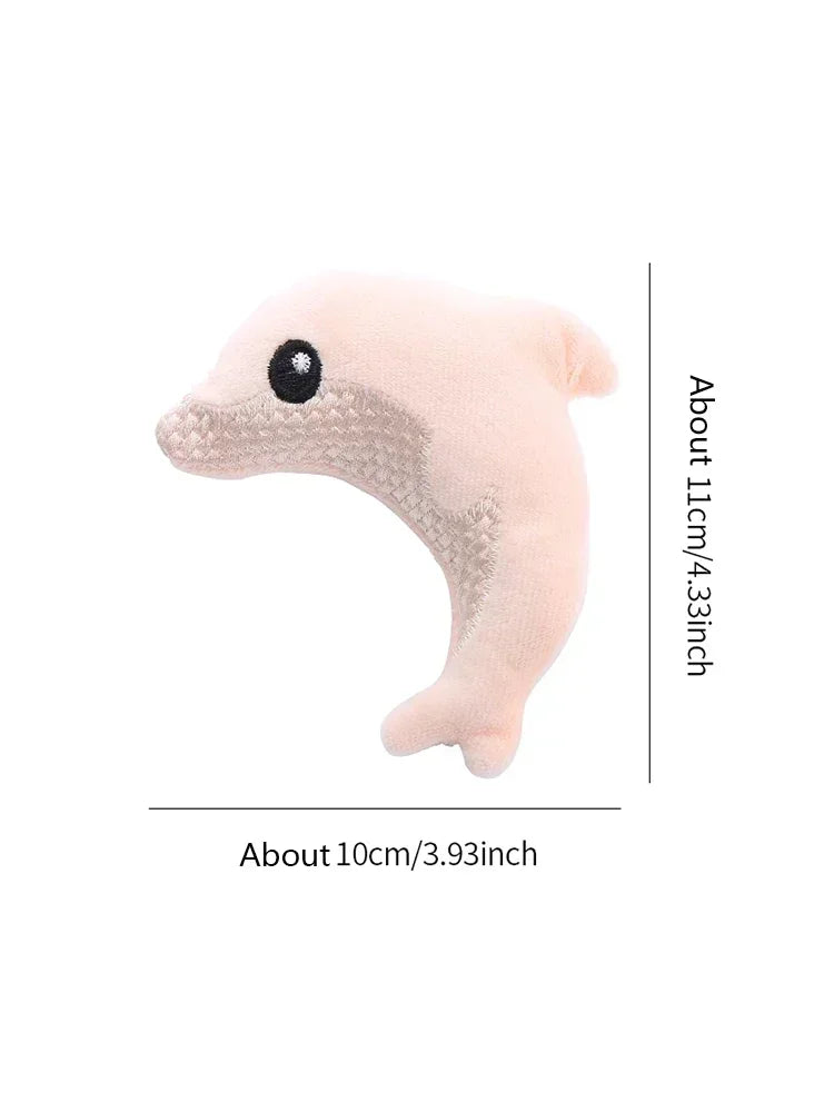 Pet cat toy Cute stuffed animal baby dolphin with catnip nibble toy