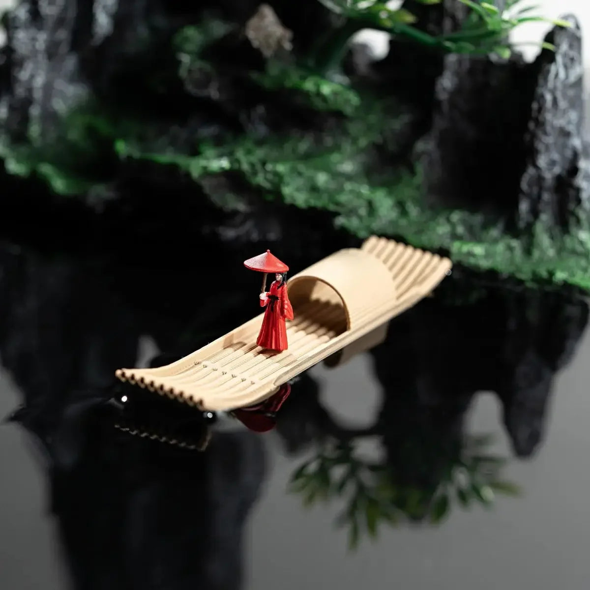 Floating Mini Boats Simulation Bamboo Raft for Fish Tank Bonsai Micro Landscape Decor Creative Decoration Aquarium Accessories