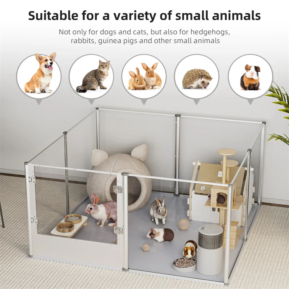 Extra Large Dog Playpen Acrylic Enclosure Pet Animal Bunny Ferrets Dog Fence Cage Whelping Box with Waterproof Fertility Pad