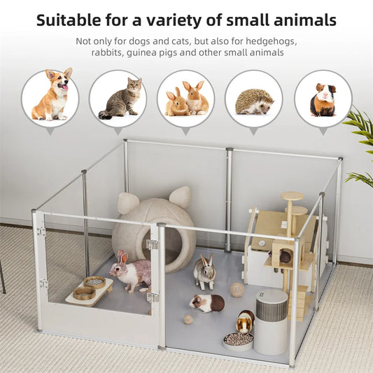 Extra Large Dog Playpen Acrylic Enclosure Pet Animal Bunny Ferrets Dog Fence Cage Whelping Box with Waterproof Fertility Pad