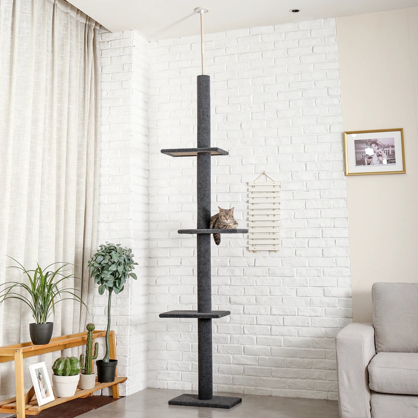 Adjustable Floor-to-Ceiling Vertical Cat Tree Tower Stable Tall Cat Climbing Tree Cat Kittens Cat Toy Suitable for Indoor Cats