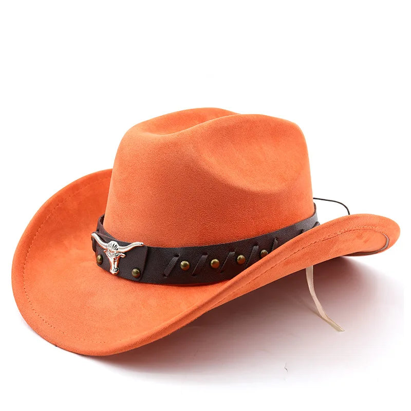 New Western Cowboy Hats Vintage Roll Brim Gentleman Cowgirl Jazz Hat Holidays Party Cosplay Hat