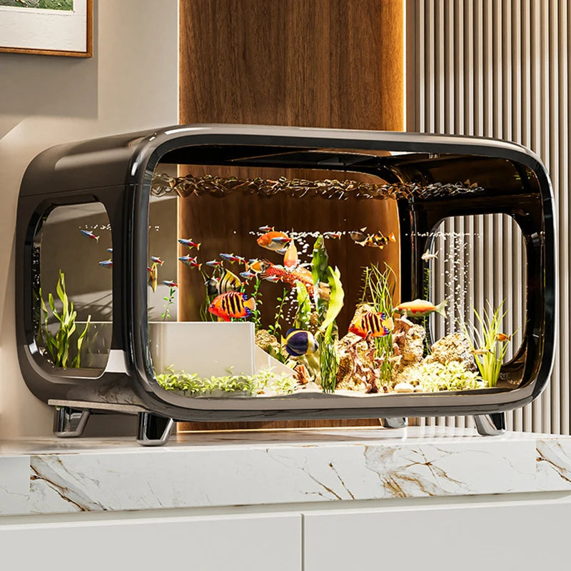 Aquarium Tank Plastic Turtle Terrariums Small Transparent Fish Incubator Box Desktop Fish Tanks Landscaping Display Boxes