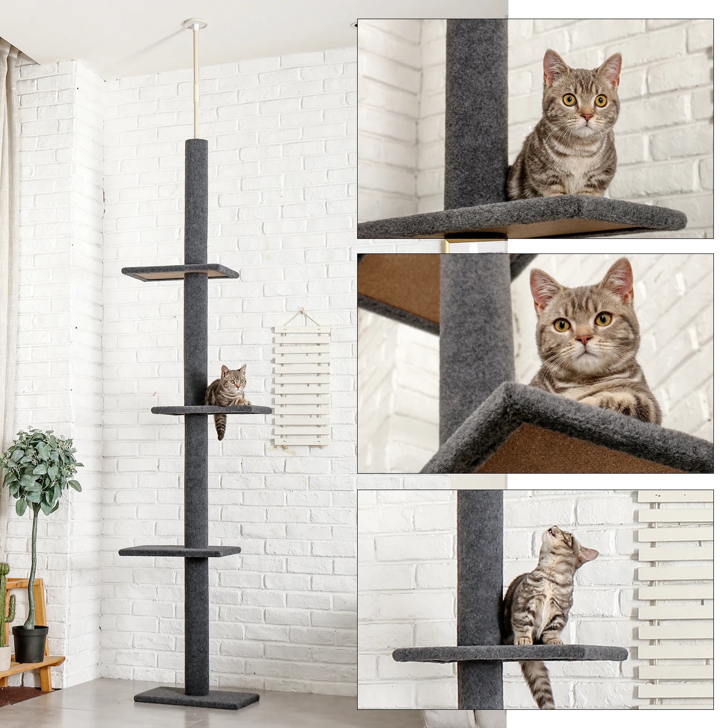 Adjustable Floor-to-Ceiling Vertical Cat Tree Tower Stable Tall Cat Climbing Tree Cat Kittens Cat Toy Suitable for Indoor Cats