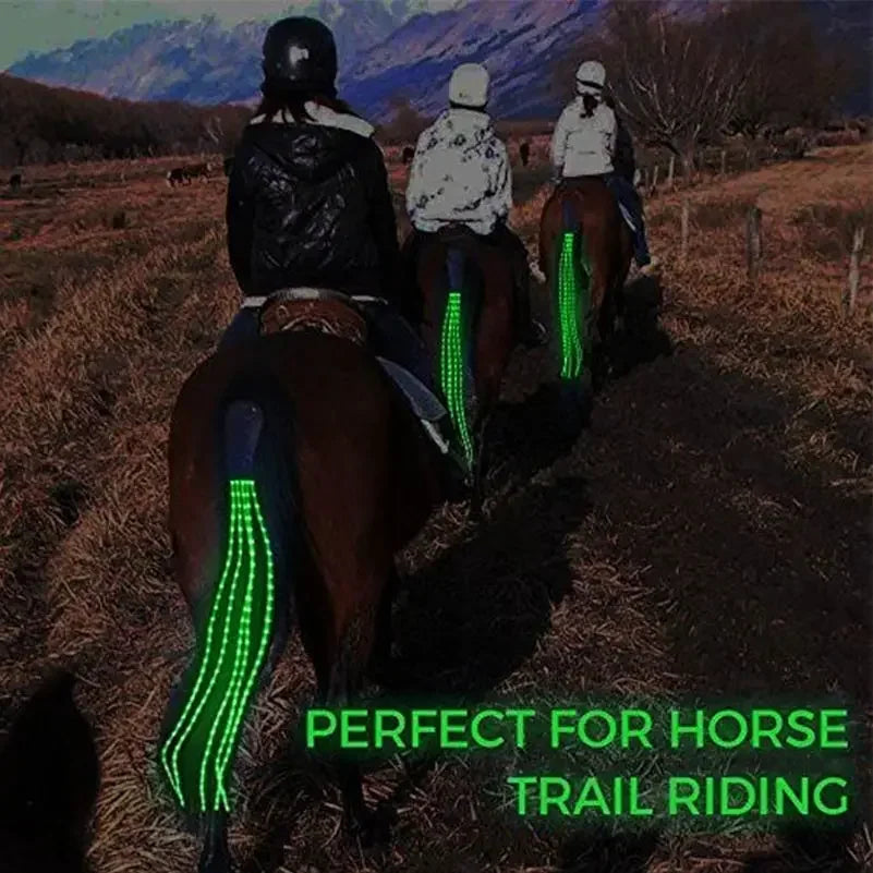 100 CM Long Rechargeable LED Horse Riding Tails Decoration Luminous Tubes Horses Riding Equestrian Saddle Halters Horse Care Product Safe night riding