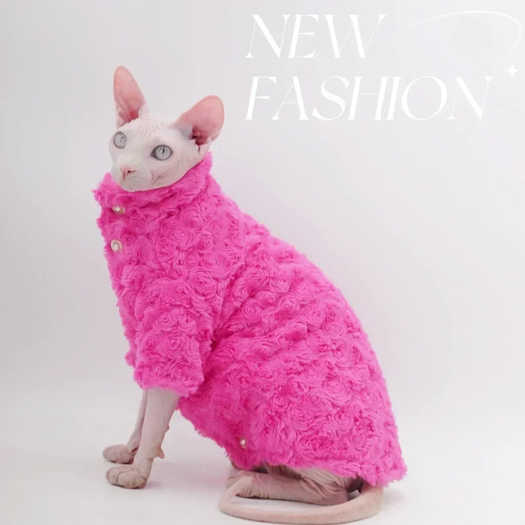 Hairless Cat Clothes Winter Two-layers Warm Thick Cat Apparel for Sphynx Cats, Devon Rex Cats, Small Cats and Dogs