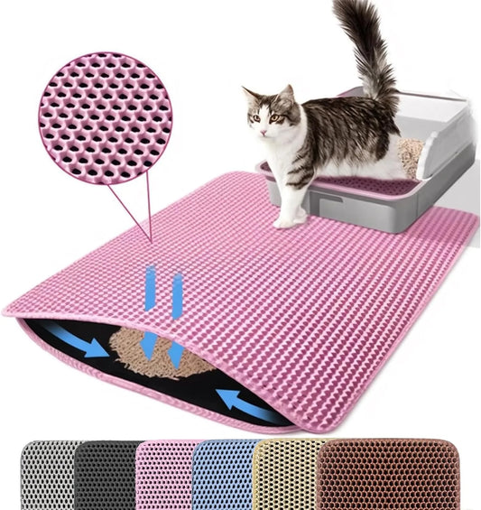 Cat Litter Mat Double Layer Pet Non Slip Big Pet Litter Box Filter Mat Wear Resistant Waterproof Anti-slip Cat Litter Mat
