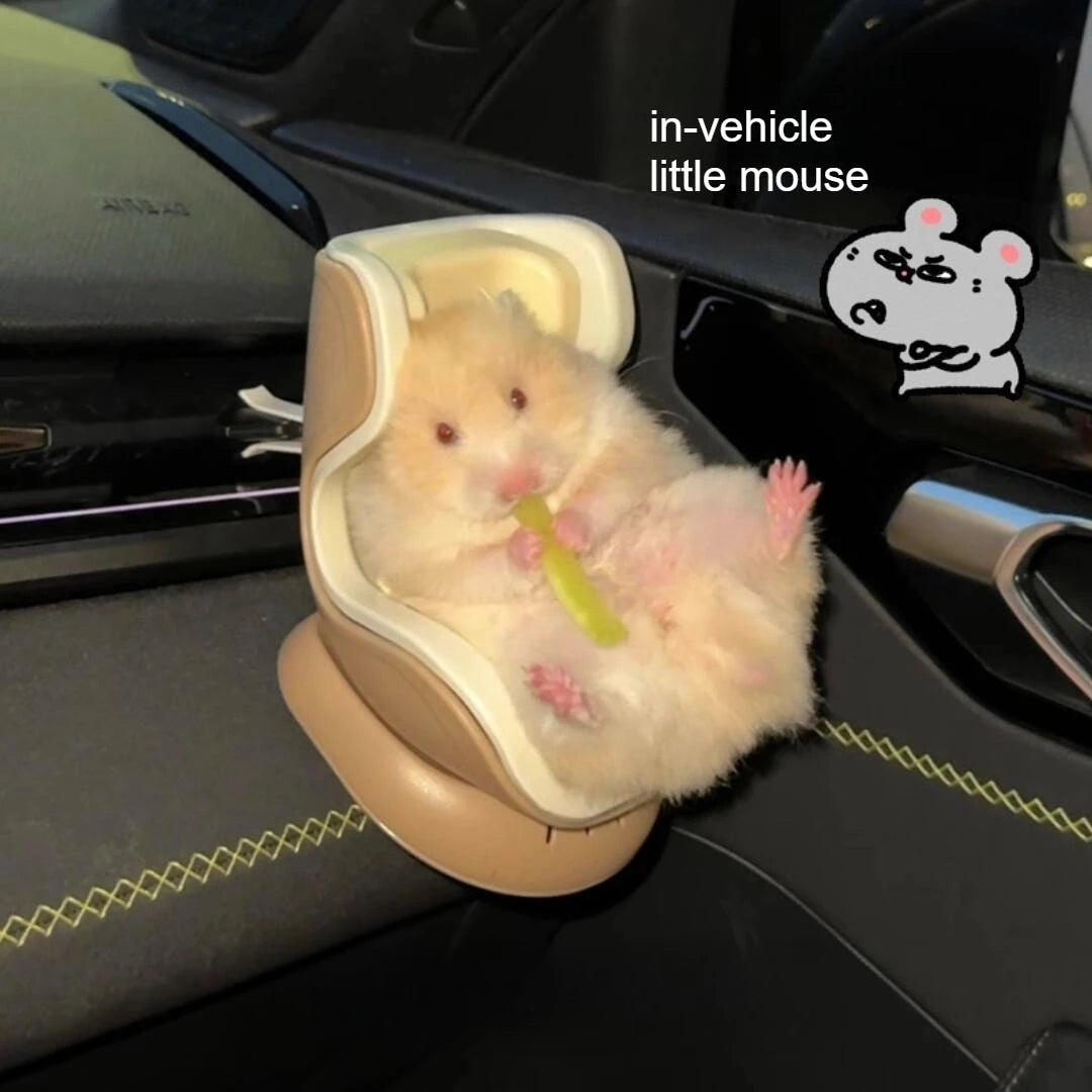 Hamster Car Seat Vent Clip Adorable Miniature Pet Model Safe Driving Accessories Cute Mouse Decor for Dashboard Gift Idea
