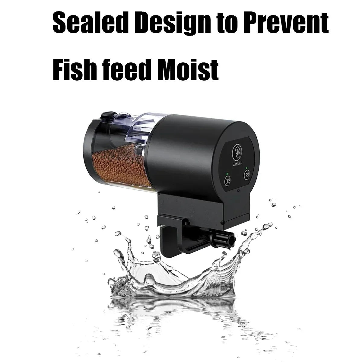 Automatic Fish Feeder 100ML Capacity Battery Operated Programmable Timer for Aquarium Fish Tank Easy to Set Up Vacation Use