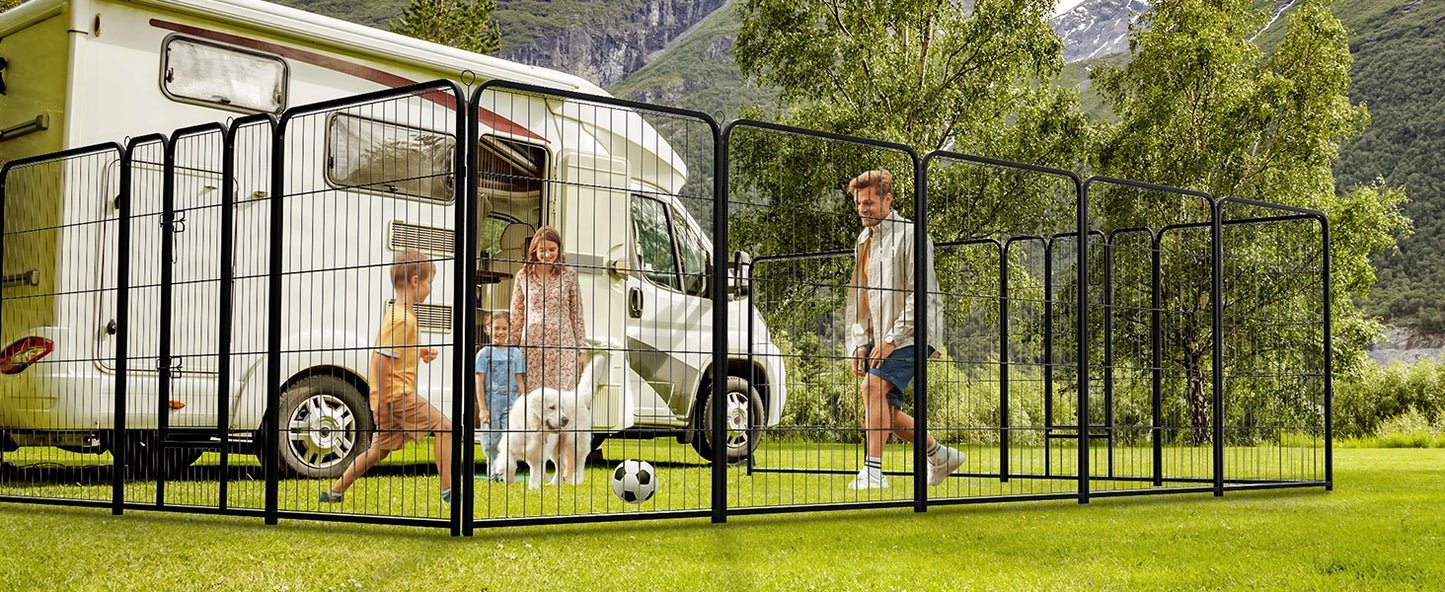 JHK 16 Panel Dog Playpen Indoor Pet Fence Exercise for Yard Gate Heavy Duty Crates with Doors Metal Dog Pen for Camping Outdoor