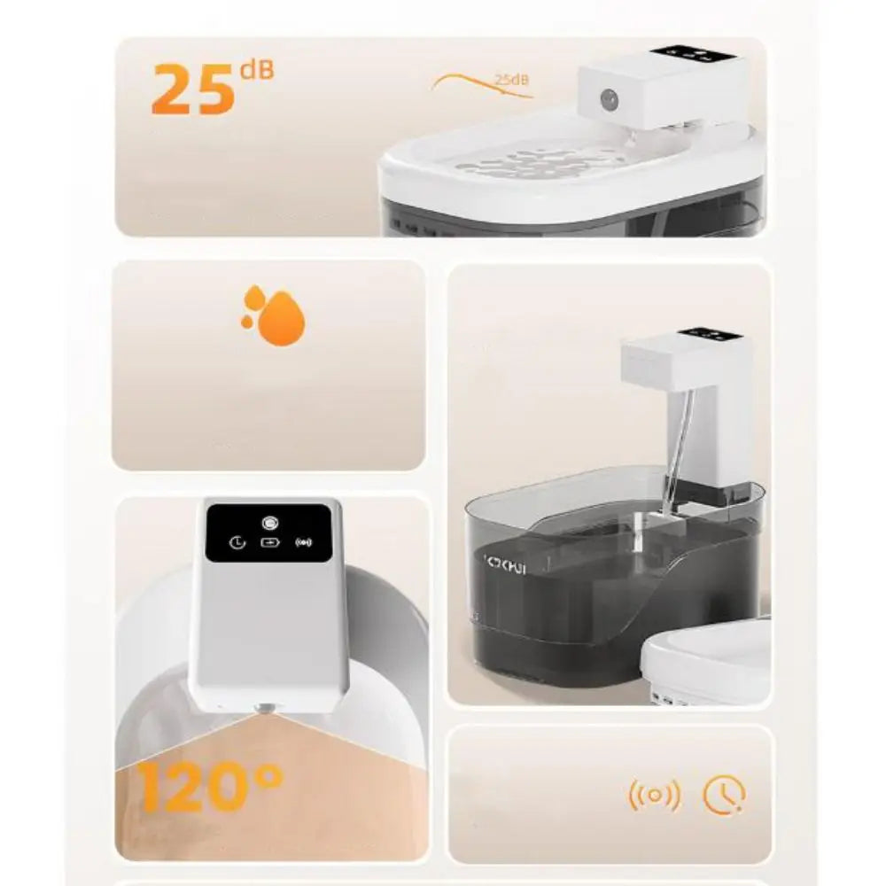 4Colors Cat Water Fountain 2500mA Ultra Quiet Wireless Battery Life Circulating Flowing Water 2L Intelligent Pet Dispenser
