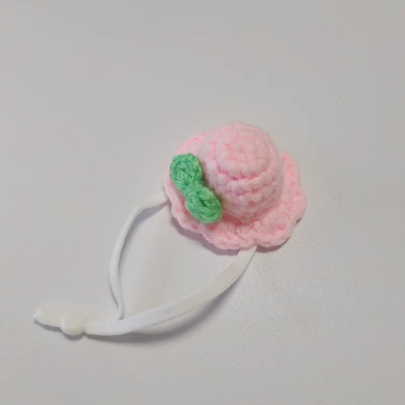 Handmade Knitted Parrot Hat Funny Frog Parrot Hat Small Animal Outfit Suit Adjustable Chin Strap Snake Hat Cute Small Pet Hat