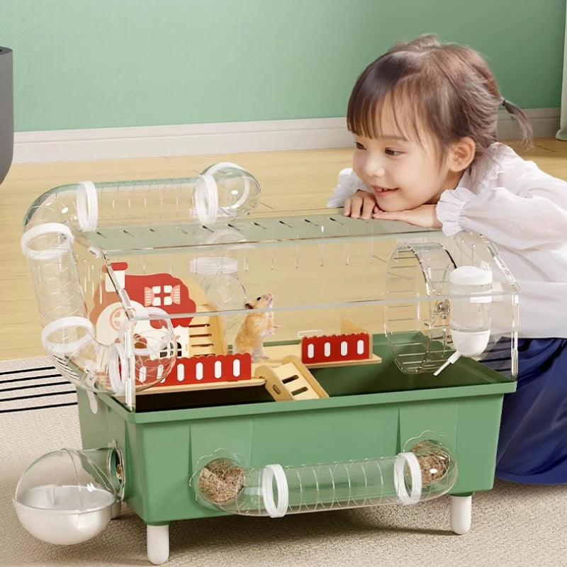 Transparent Acrylic Hamster House, with Tunnel,