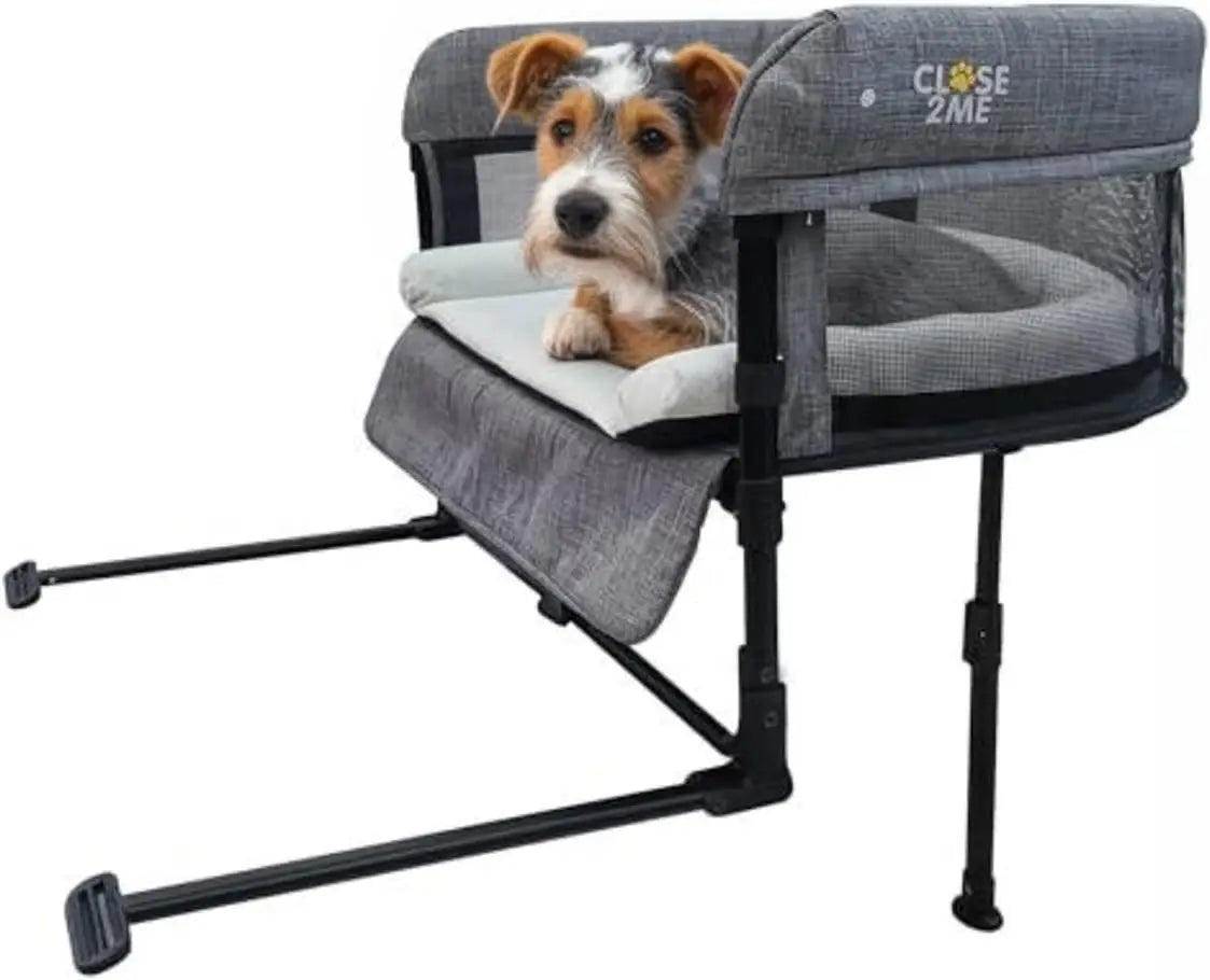 Elevated Pet Bed with Sides for Cats and Dogs, Cozy Crib Design Keeps Pets Close at Night