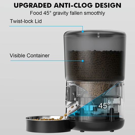 NPET 4L Automatic smart pet feeder for cats & dogs multiple pets with stainless steel bowl Customize healthy food 1-9 portions