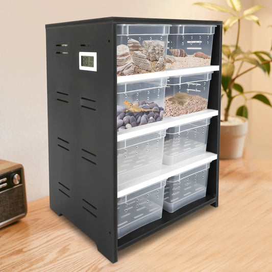 8 Layers Acrylic Pets Feeding Cabinet, 220V High Capacity Transparent Winter Breeding Box with Thermometer & Hygrometer