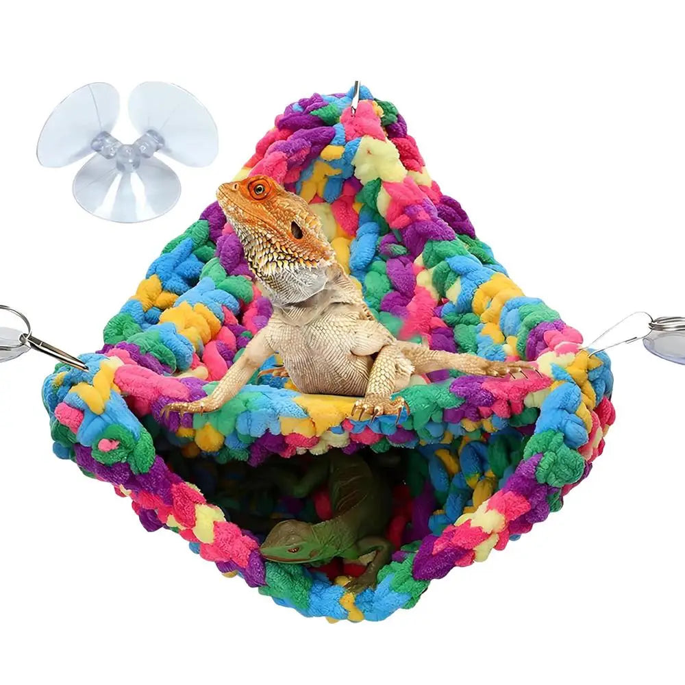 Double Layered Bearded Dragon Hammock Soft Hand-Woven Swing Bed Reptile Hammock For Lizards Chameleons Parrots Geckos