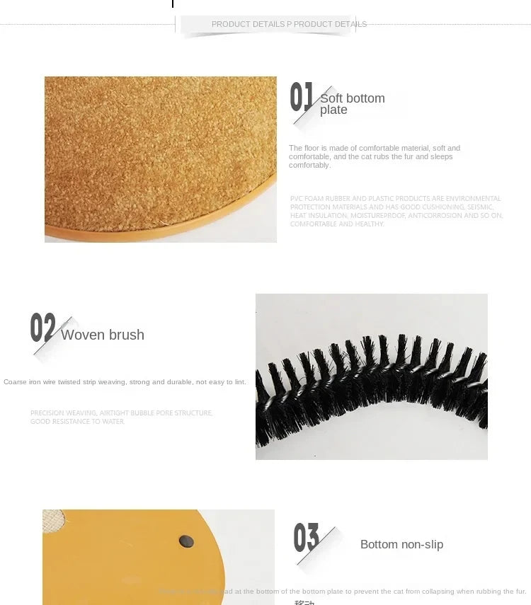 Cat Toy Arch Self Groomer Pamper Feline with A Massage Grooming Rubbing Brush with Scratching Pad Toy for Cats Interactive Toys
