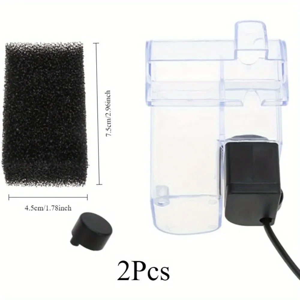 2pcs Aquarium Filter Sponge Hanging Fish Tank Filter Without Power Supply 3W/5W Filter Carbon Plate for A Variety of Fish