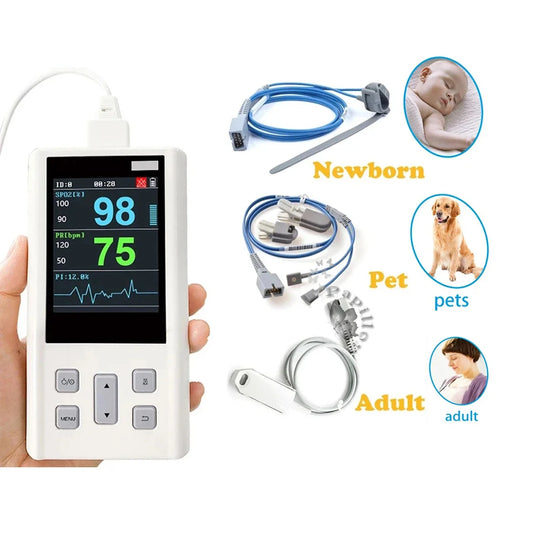 Handheld Pulse Oximeter Monitor for Heart Rate and Oxygen Saturation with Veterinary Medical SPO2 with Memory