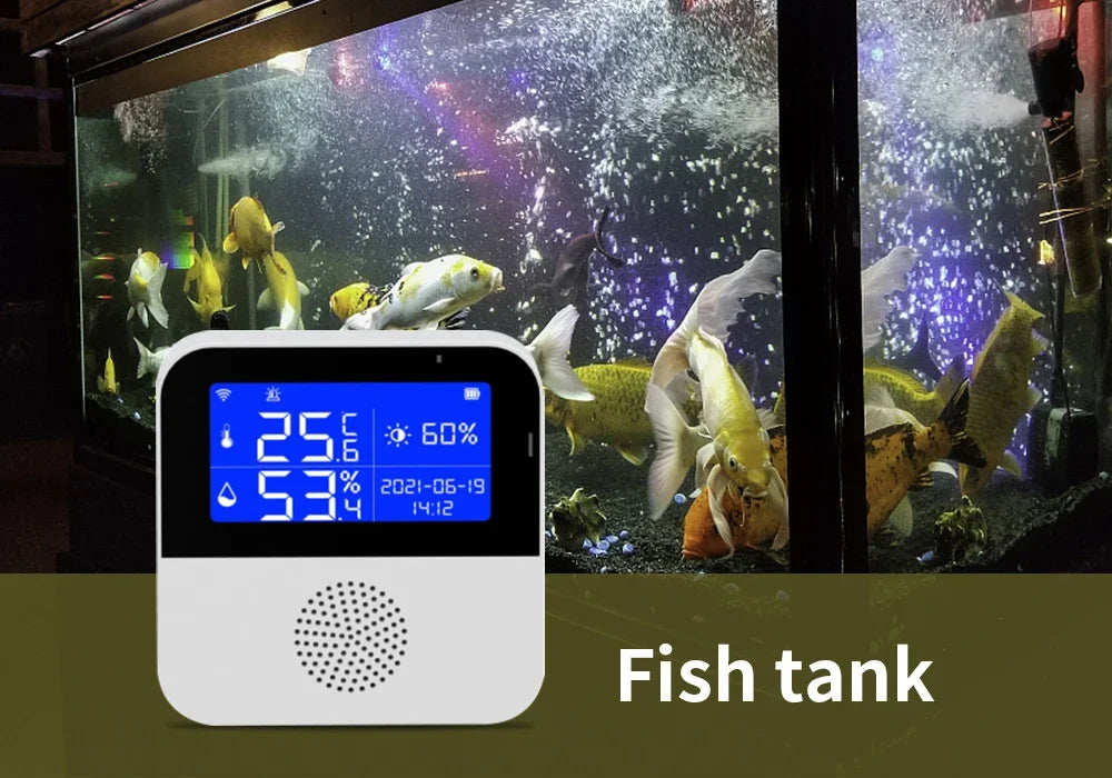 WiFi Tuya Smart Life LED Display Temperature Humidity Sensor Living Room Office Indoor Aquarium Water Temperature Detector Line