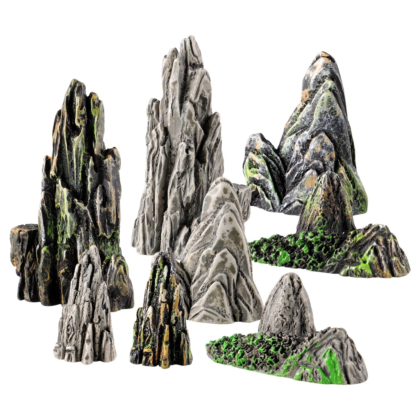 8 Pcs Mini Resin Rockery Simulated Mountain Bonsai Landscape Accessory Figurines Home Decor Garden ornament Craft Aquarium Decor