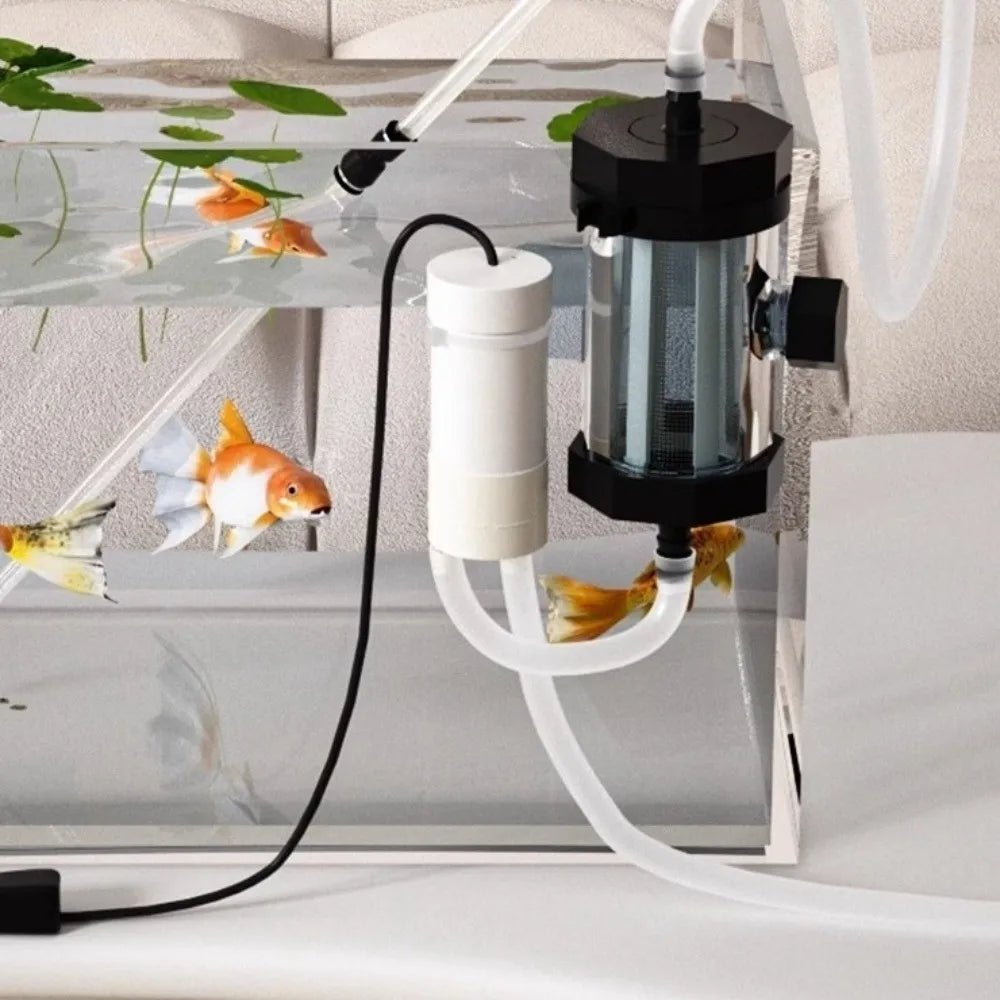 USB Powered Aquarium Water Changer 280GPH Electric Fish Tank Feces Suction Pump with Extension Tube Detachable