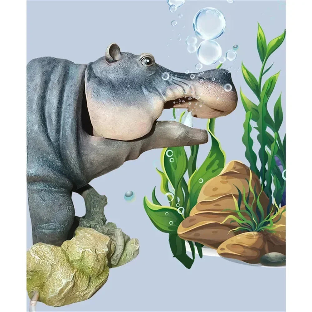 Fish Tank Decorations Hippo Creative Pneumatic Oxygen Pump Levels Aquarium Remove Oil Film Perfect Aquarium Ornament Air Bubbler
