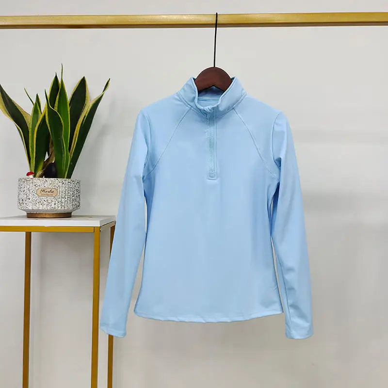 MXLLINA Western Zipper Horseback Riding Long Sleeve Base layer Equestrian Tops Breathable Riding Shirts Equestrian Clothing