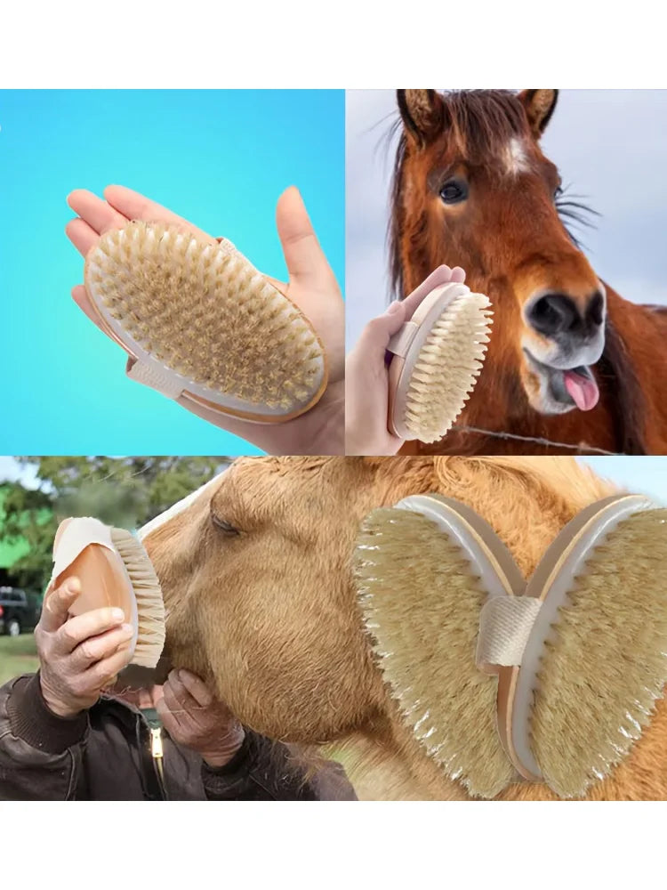 1/2pcs Natural Horse Hair Detangling Cleaning Brushes for Daily Grooming Decontamination Essentials Horse Grooming Supplies