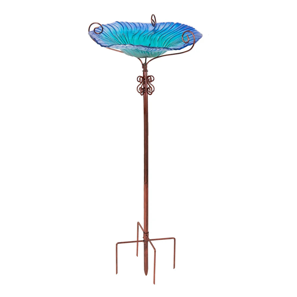 Large Outdoor Glass Bird Bath Garden Feeding Bowls Water Bath Spa Table Balcony Wild Birds