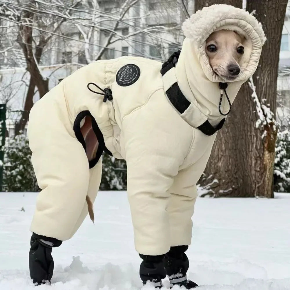New Waterproof Winter Dog Jumpsuit Thickened Fleece Warm Big Dog Clothes Full Cover Big Dog Cotton-padded jacket Large Dog