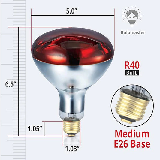 BONGBADA Quartz glass waterproof and explosion-proof E26 E27 Red R40 Infrared Heat Lamp Farm lamp 100W 150W 200W 250W 275W