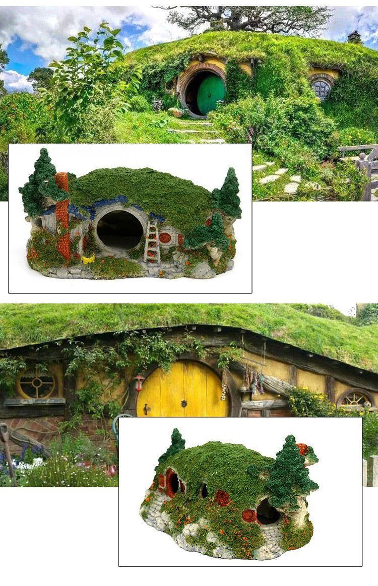 Ruiqi Aquarium Creative Landscaping Resin Hobbit House Dodging Fish Tank Decoration
