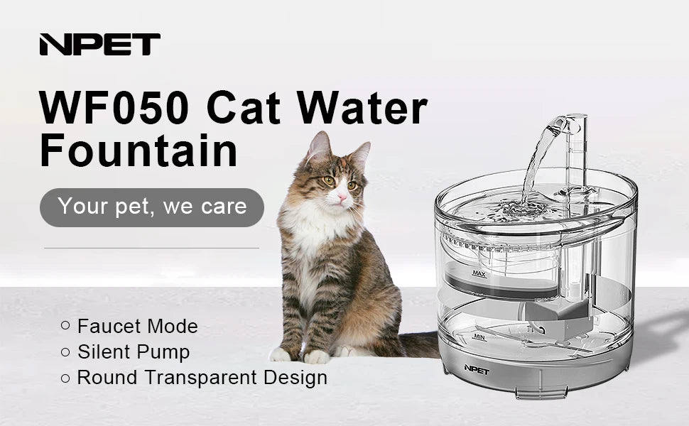 Cat Water Fountain WF050TP 1.5L Automatic Pet Drinking Fountain with Replacement Faucet Kit Electric