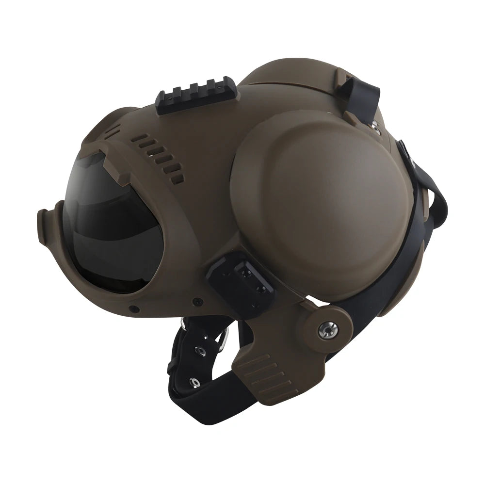 Tactical Dog Military Hunting Training K9 Helmet, Large Dog Patrol Dogs Sheepdog Pet Motorcycle Protective Helmet with Goggles