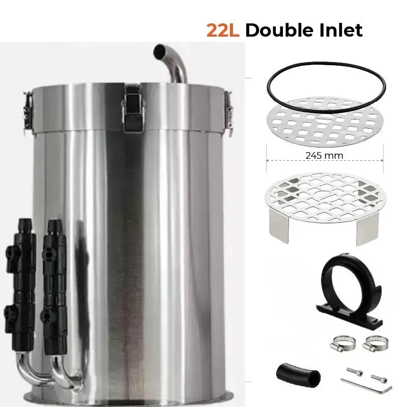 ADA Style External Aquarium Canister Stainless Steel Pro Canister Filter Fish Tank Filter Bucket Barrel Filter for Aquariums