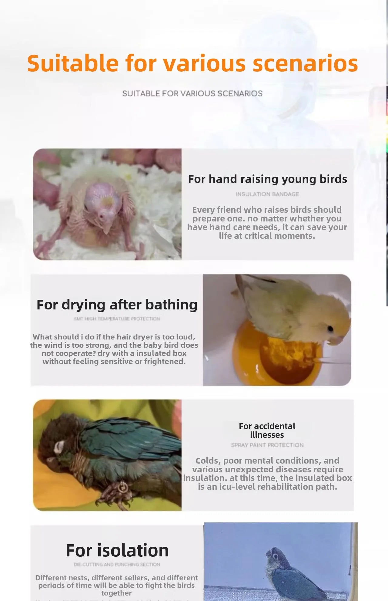 Bird incubator, pet smart air heating incubator, baby bird incubator