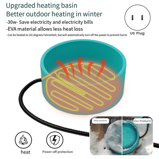 A59T Heated Pet Bowl - 3.2L for Dog Cats, Heated Pets Bowl, Outdoor Water Bowl for Chicken Duck Squirrel US Plug