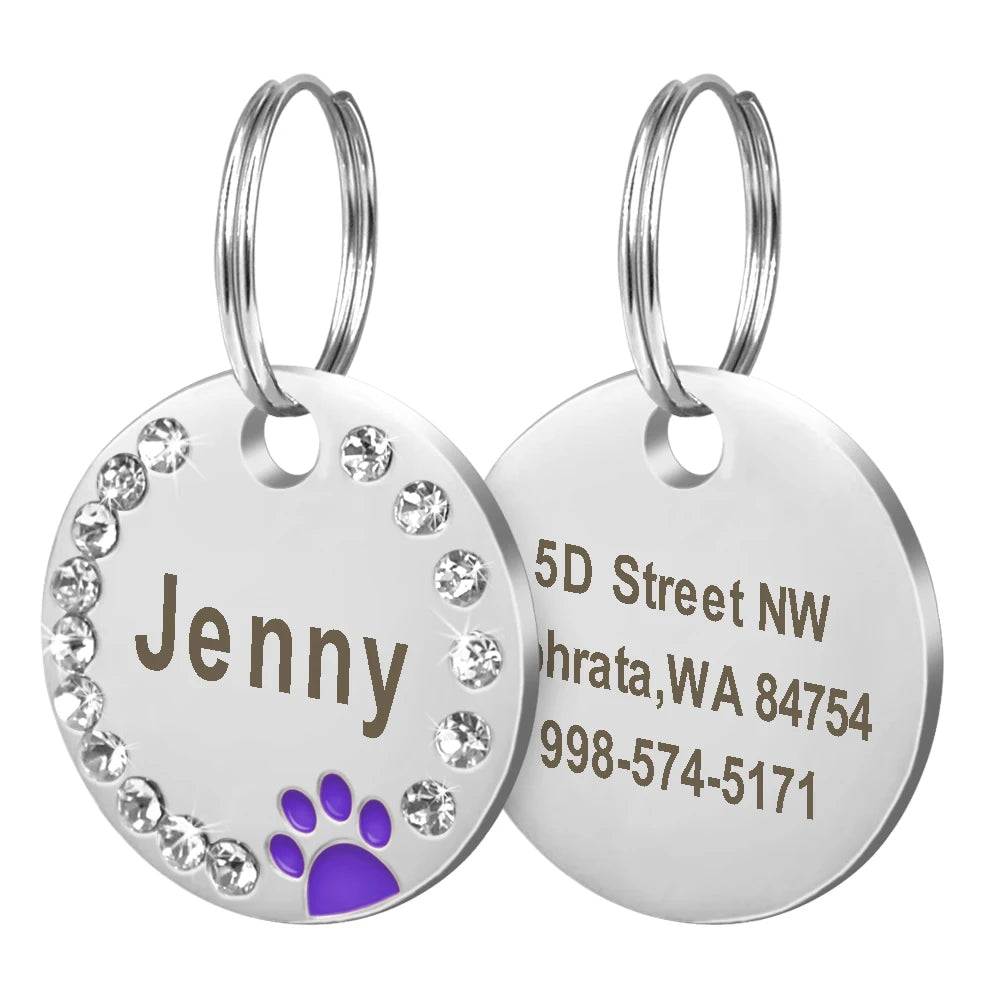 Cute Cat Tag Small Dog ID Tags Free Engraved Name Cats Kitten Name Tag Anti-lost Pet Collar Pendant Fish Shape & Cat Face Tags
