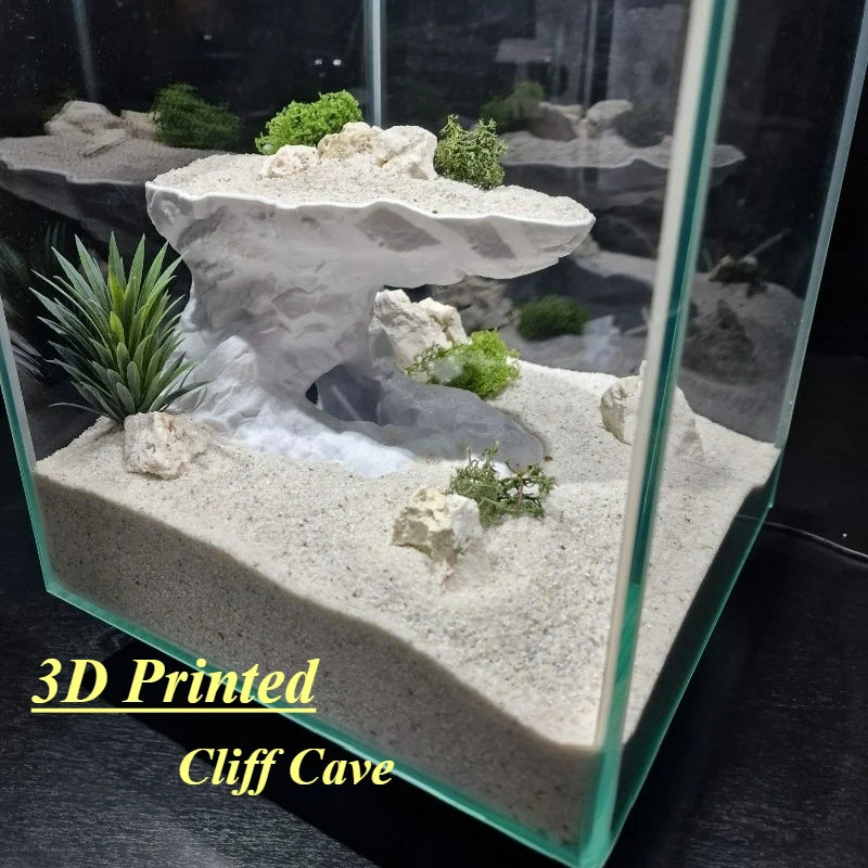 Fish Tank Cliff  & Underground Cave Shelter for Fish Shrimp Reptile Hiding, Landscaping Ornament 3D Printed Aquarium Decoration