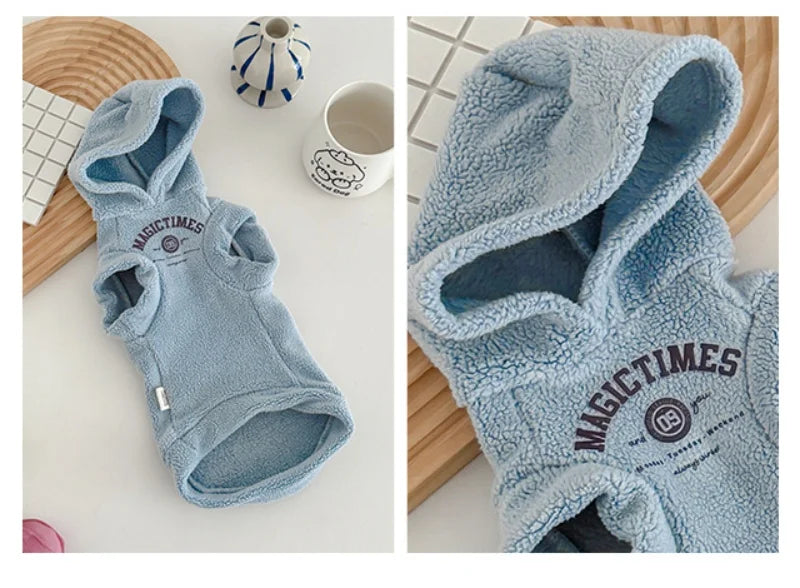 Thick Yellow Fleece Hooded Sweatshirt for Sphynx Cat Grey Short sleeved Coat for Devon Rex in Winter Soft Loungewear for Kittens