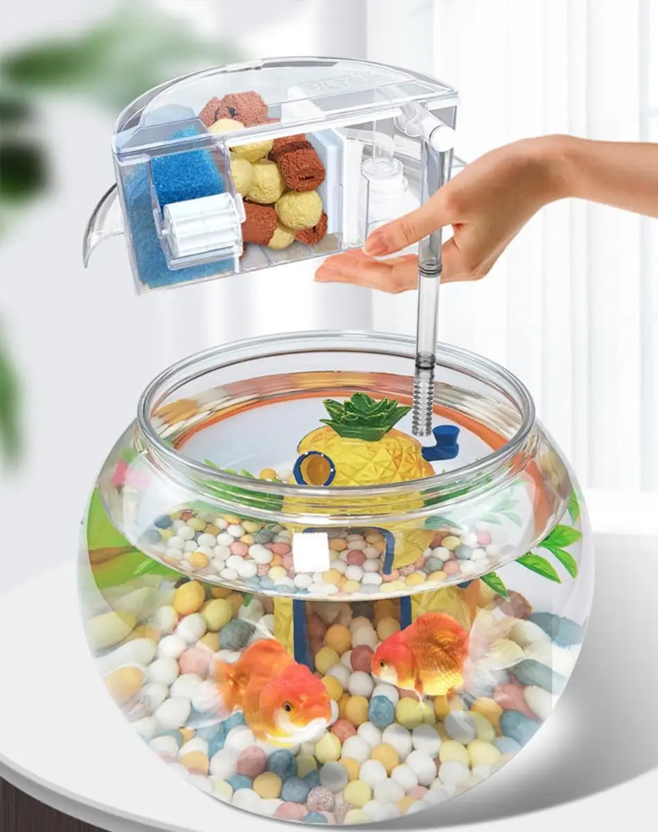 3-IN-1 Circular Fish Tank Filter ,Aquarium Hang on Filter, Water Purification, Waterfall Filter, Top Filter, Aquarium Accessories 4W