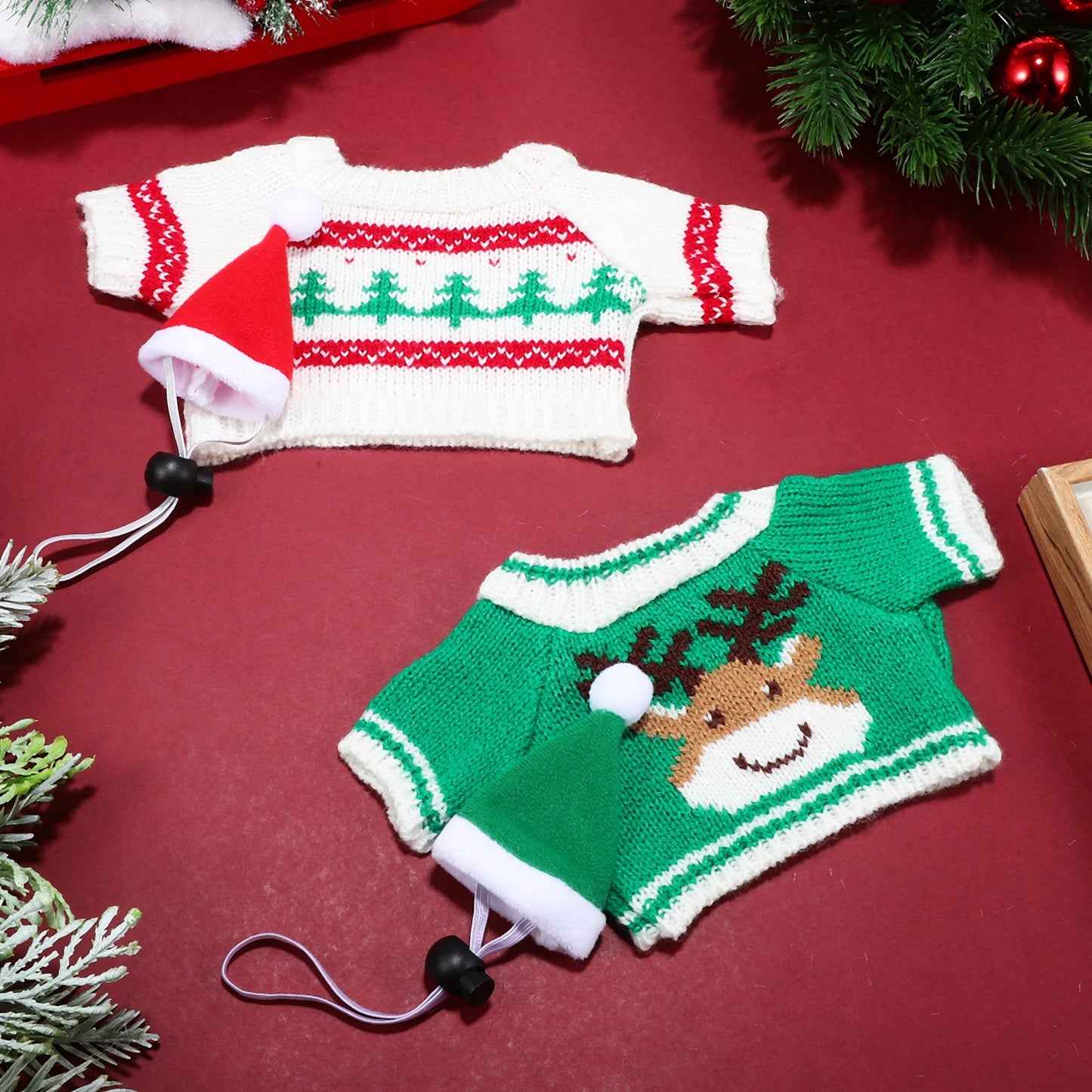 1Set Soft Small Pet Christmas Outfit Hat Sweater Costume Winter Clothes for Guinea Pig Bunny Hamster Rabbit Clothes