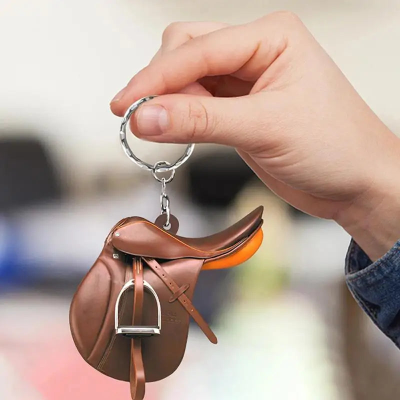 Horse Saddle Ornament Riding Horse Keychain Flat Acrylic Horse Lover Saddle Cowboy Cowgirl Western English Car Rear View Mirror Accessories