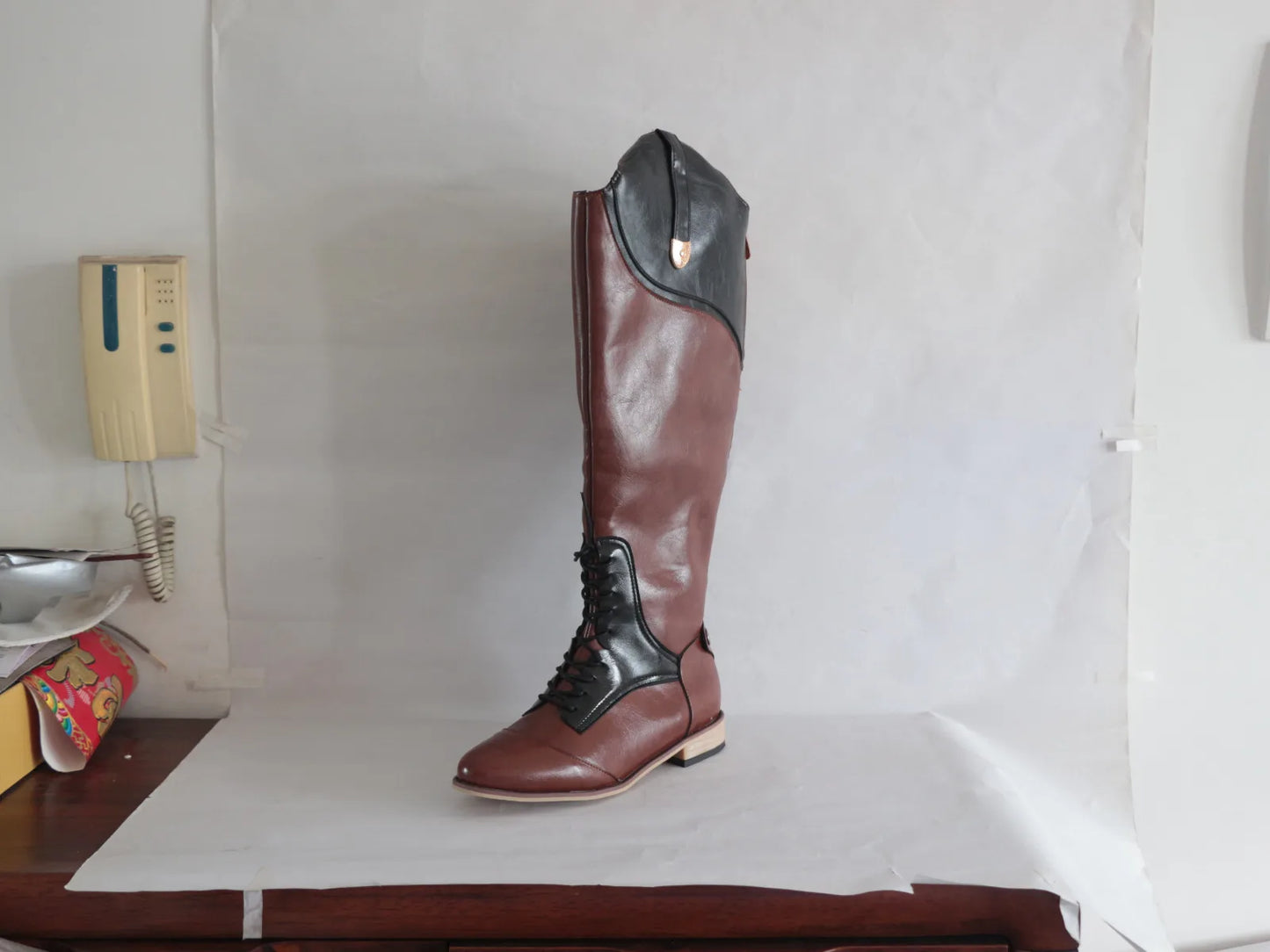 Equestrian Boots Genuine Leather Horse Riding Sports Training High Top Knight Boots Wear-Resistant Equipment